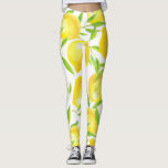 Legging Limões e design<br><div class="desc">Padrão de aquarelas feito de limões e folhas</div>