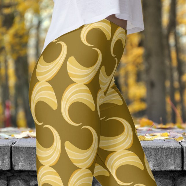 Legging Linda curva Dourada e Dourada padrão (Golden Curves over Dark Gold Leggings)