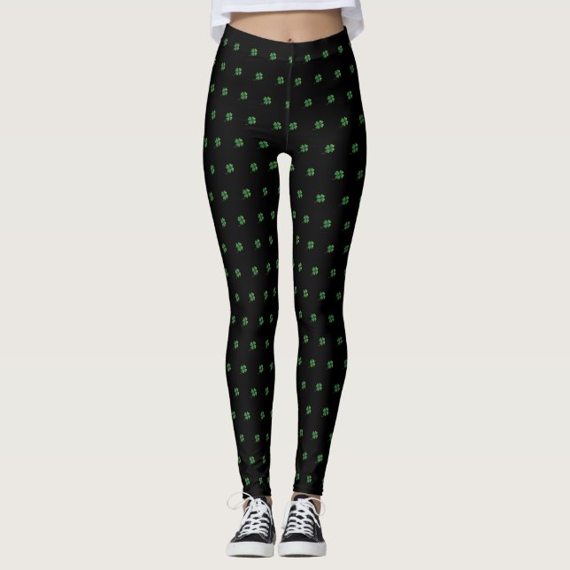 Legging Linda e Feminina,Preta,Trevo (Frente)