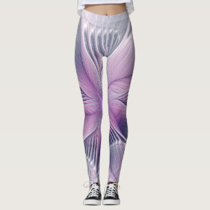 Legging Linda Flor Rosa Arte Abstrato Fractal Moderno