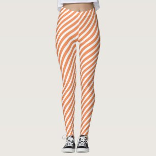 Legging Linda Perna Laranja e Branca listrada