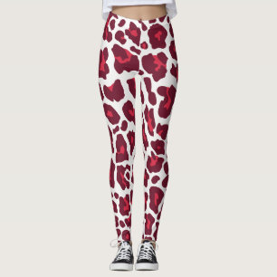 Legging Linda Rosa vermelha Leopard Animal Patterno