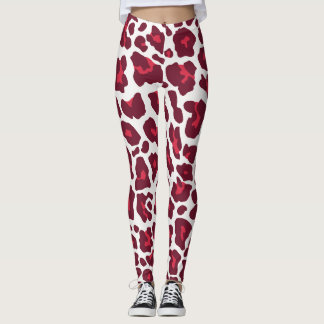 Legging Linda Rosa vermelha Leopard Animal Patterno