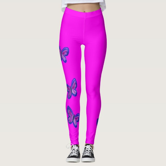 Legging Lindas Borboletas em Rosa Brilhante (Frente)
