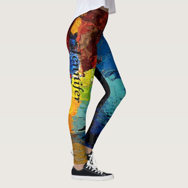 Legging Lindas cores de inverno do Dourado azul (Direita)