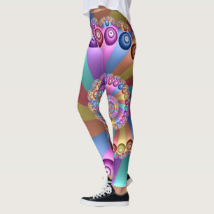 Legging Lindas Cores Modernas Abstrato de Arte Fractal