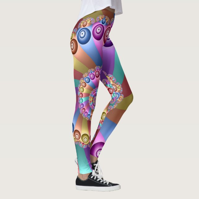 Legging Lindas Cores Modernas Abstrato de Arte Fractal (Direita)