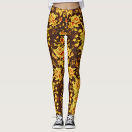 Legging Lindas flores amarelas vintonizadas