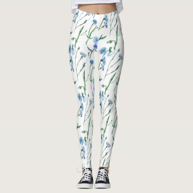 Legging Lindas flores de aquarela (Frente)