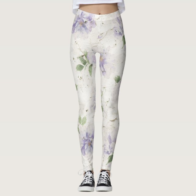 Legging Lindas Flores de Lavanda Roxa (Frente)