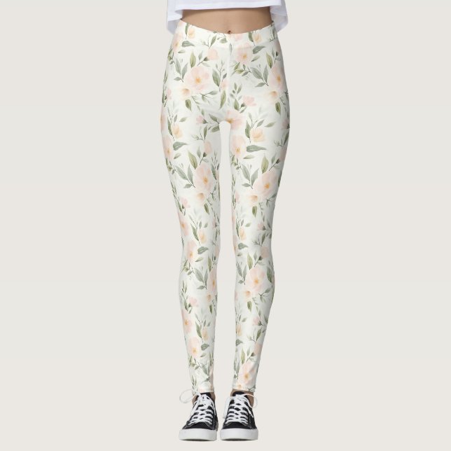 Legging Lindas Flores de Pêssego (Frente)