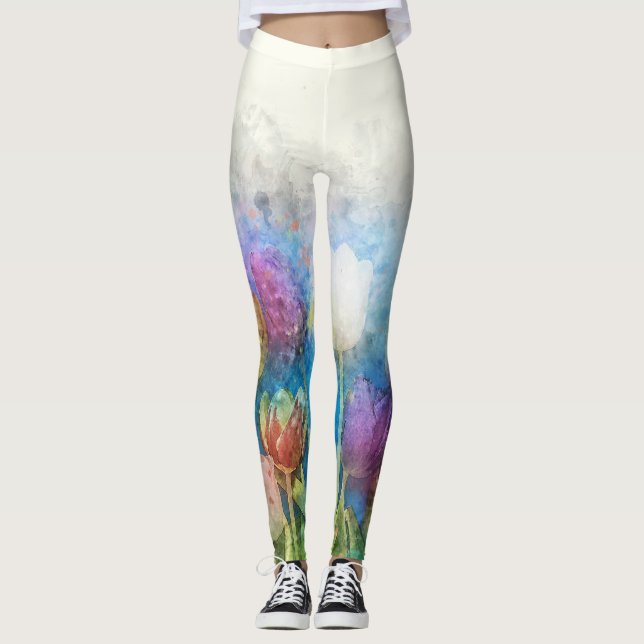 Legging Lindas flores de tulipa (Frente)