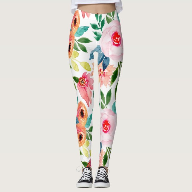 Legging Lindas flores em aquarela (Frente)
