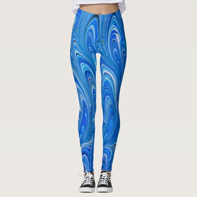 Legging Lindas Pernas de Mármore Líquido Azul (Frente)