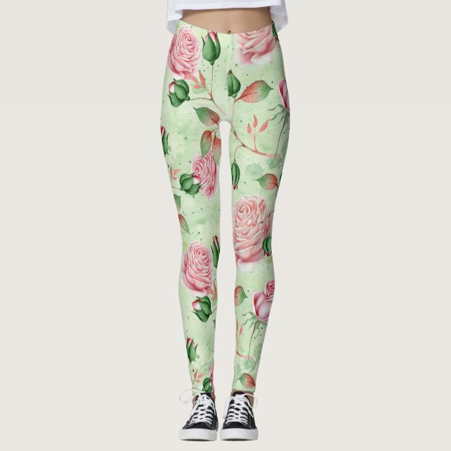 Legging Lindo Floral Rosa e Verde  (Frente)