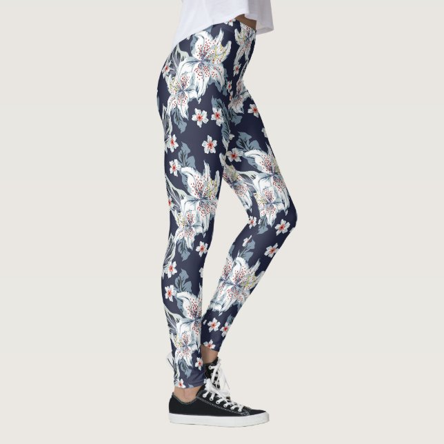 Legging Lindo padrão de flor elegante  (Direita)