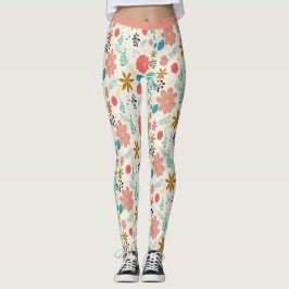 Legging Lindo Padrão de Flor Vintage Desenho Floral Yoga