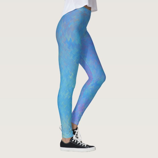 Legging Lindo padrão de mármore azul cerúleo (Direita)