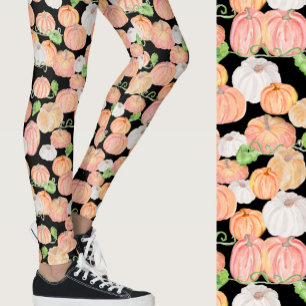 Legging Lindos abóboras laranja outono padrão sazonal