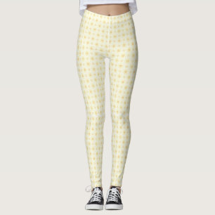 Legging Lindos Círculos Amarelos em Fundo Branco