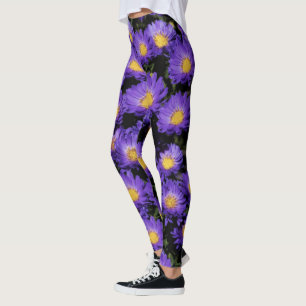 Legging Lindos e roxos Michaelmas Daisies