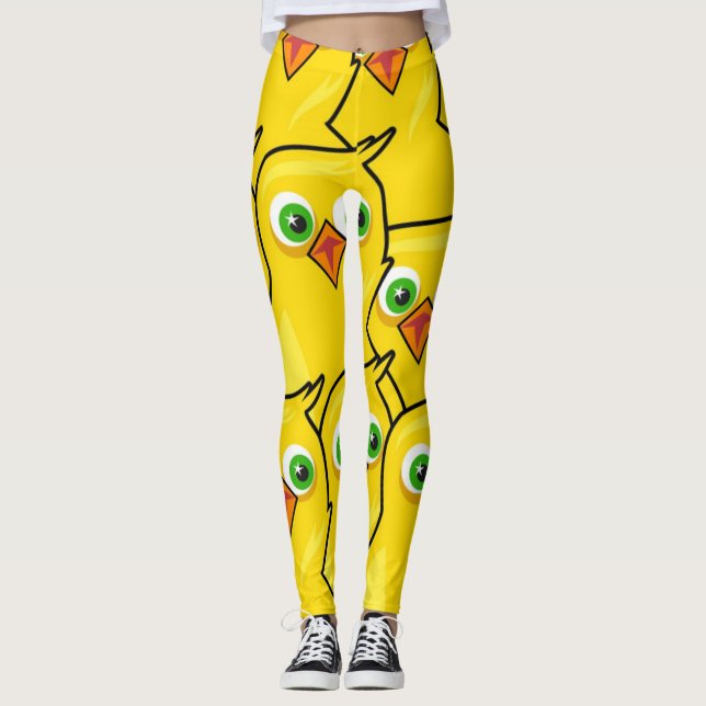 Legging Lindos Frangos de Páscoa Amarelos Brilhantes (Frente)
