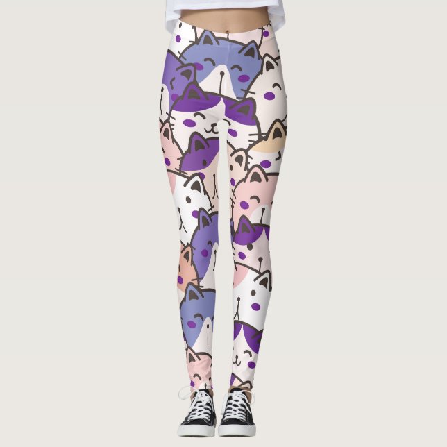 Legging Lindos Gatos Patrão Fofos, Moderno (Frente)