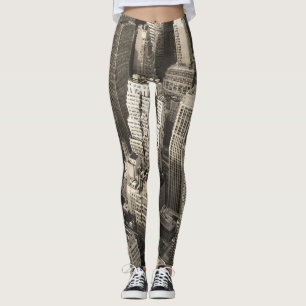 Legging Linha do horizonte de Manhattan, antena negra e br