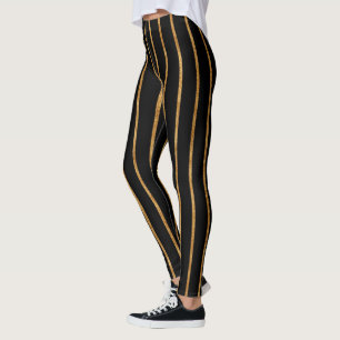Legging linha dourada preto cósmico do teste padrão da