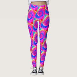 Legging Linha espiral de Ylw das caneleiras de TieDye