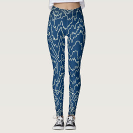 Legging Linhagens brancas geométricas em azul