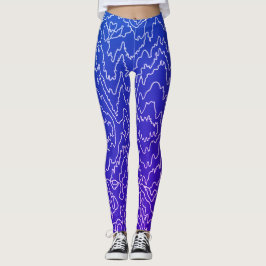 Legging Linhagens brancas geométricas em azul