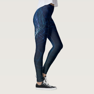 Legging Linhas Abstrato azuis escuras
