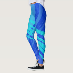 Legging Linhas Abstrato Azul e Teal
