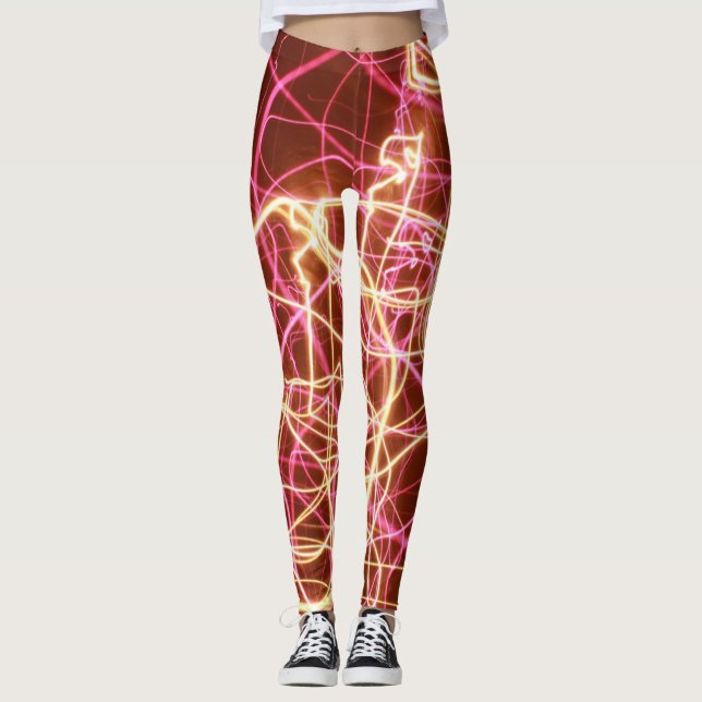 Legging linhas abstrato florescentes (Frente)
