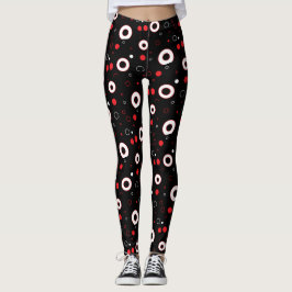 Legging Linhas brancas e pretas e Abstrato de Bolinhas