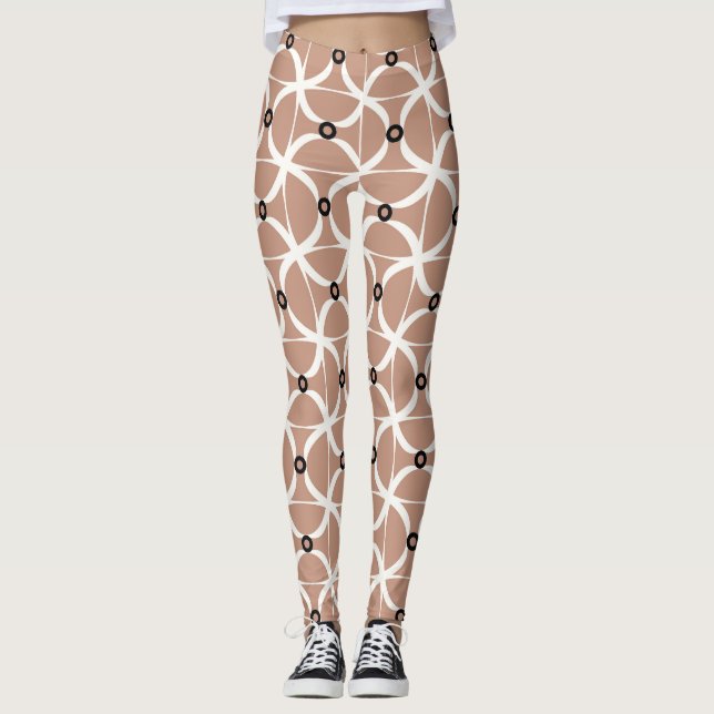 Legging Linhas brancas onduladas: padrão sem costura abstr (Frente)