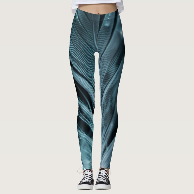 Legging Linhas de captura abstrato Azul (Frente)