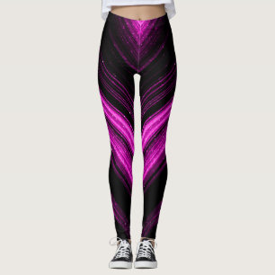 Legging Linhas de galáxias rosa-faísca de metal quente q
