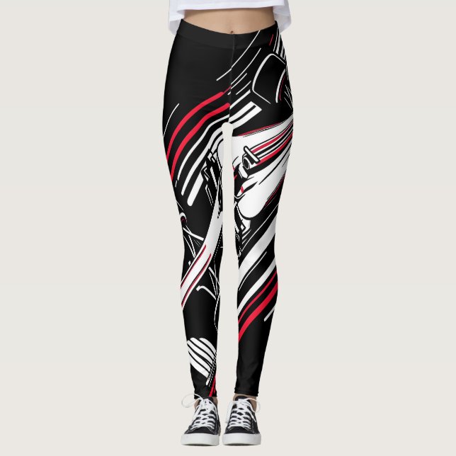 Legging Linhas de Velocidade de Carro de Corrida de Fórmul (Frente)