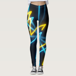 Legging Linhas de ziguezague energéticas em amarelo-neon e