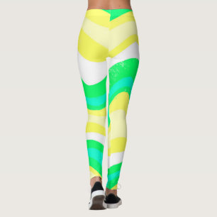 Legging Linhas Desenhadas À Mão Ondas Divididas Colorida