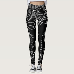 Legging Linhas Desenhadas à Mão por EDDArt - Venham juntos