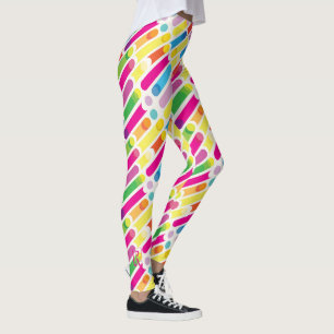 Legging Linhas diagonais pop art do arco-íris do monogram