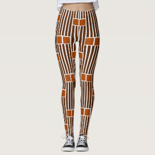Legging Linhas e caixas castanhas