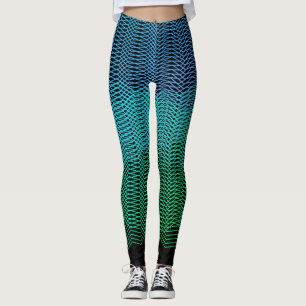 Legging Linhas Geométricas Abstratas Gradiente Azul no Pre