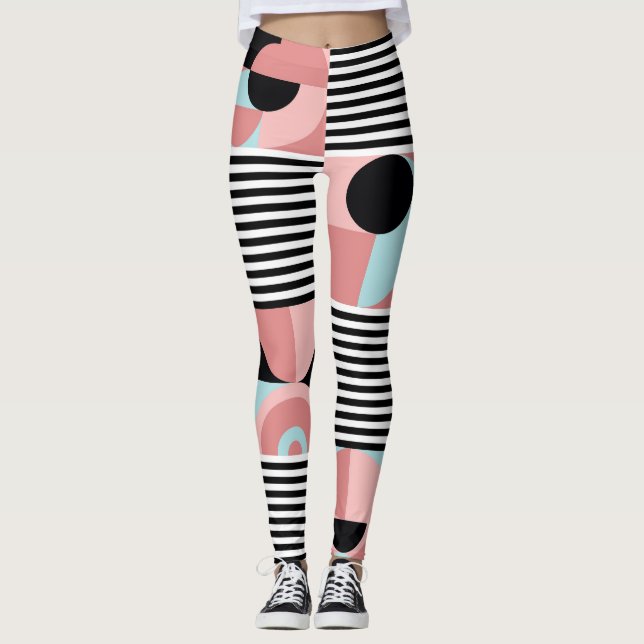 Legging Linhas Geométricas, Formas Coloridas Mosaico. (Frente)