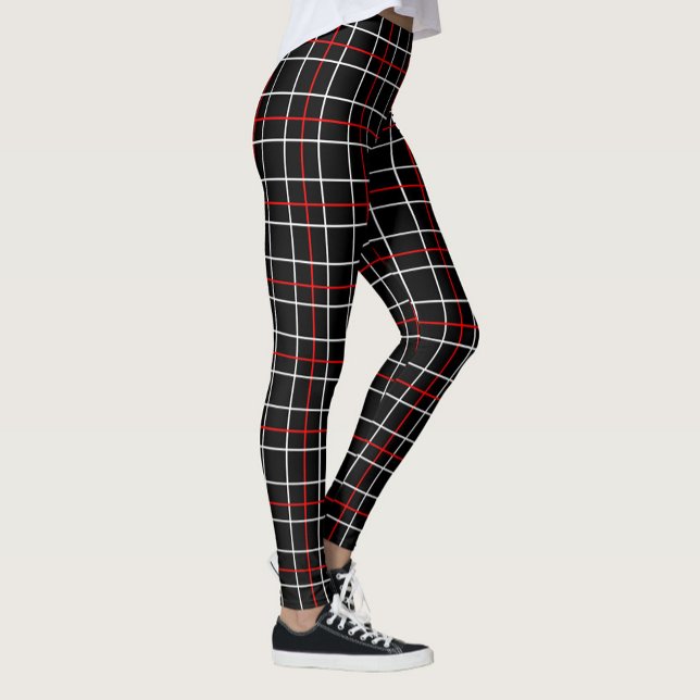 Legging Linhas Gráficas Vermelhas e Brancas com Design Xad (Criador carregado)