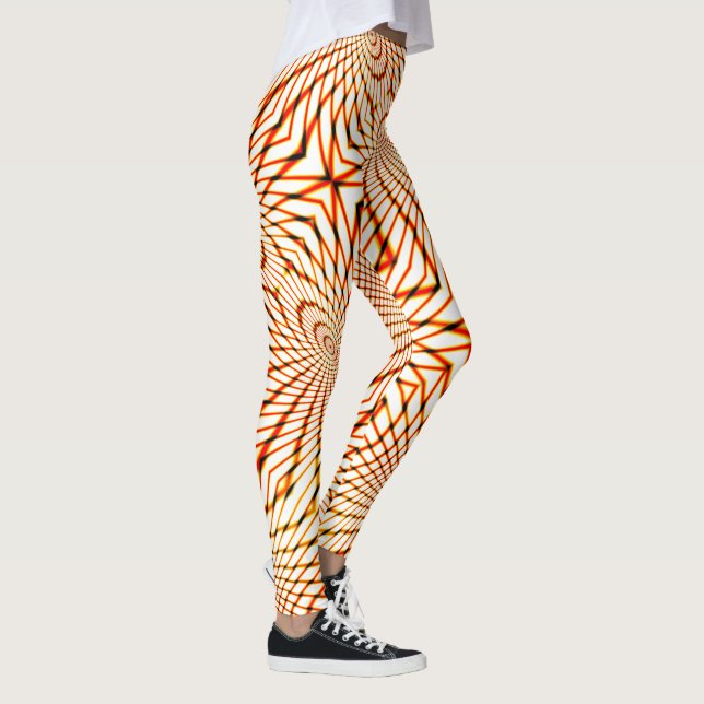 Legging Linhas laranja cruzadas torcidas que formam o círc (Direita)