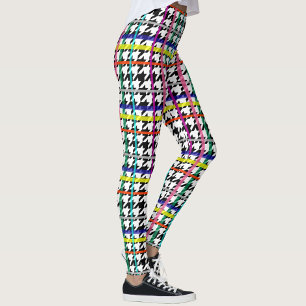 Legging Linhas Multicoloridas Na Design Do Xadrez Do Anel